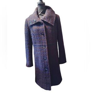 vintage TAHARI coat wool-blend approx size M brown and blue
